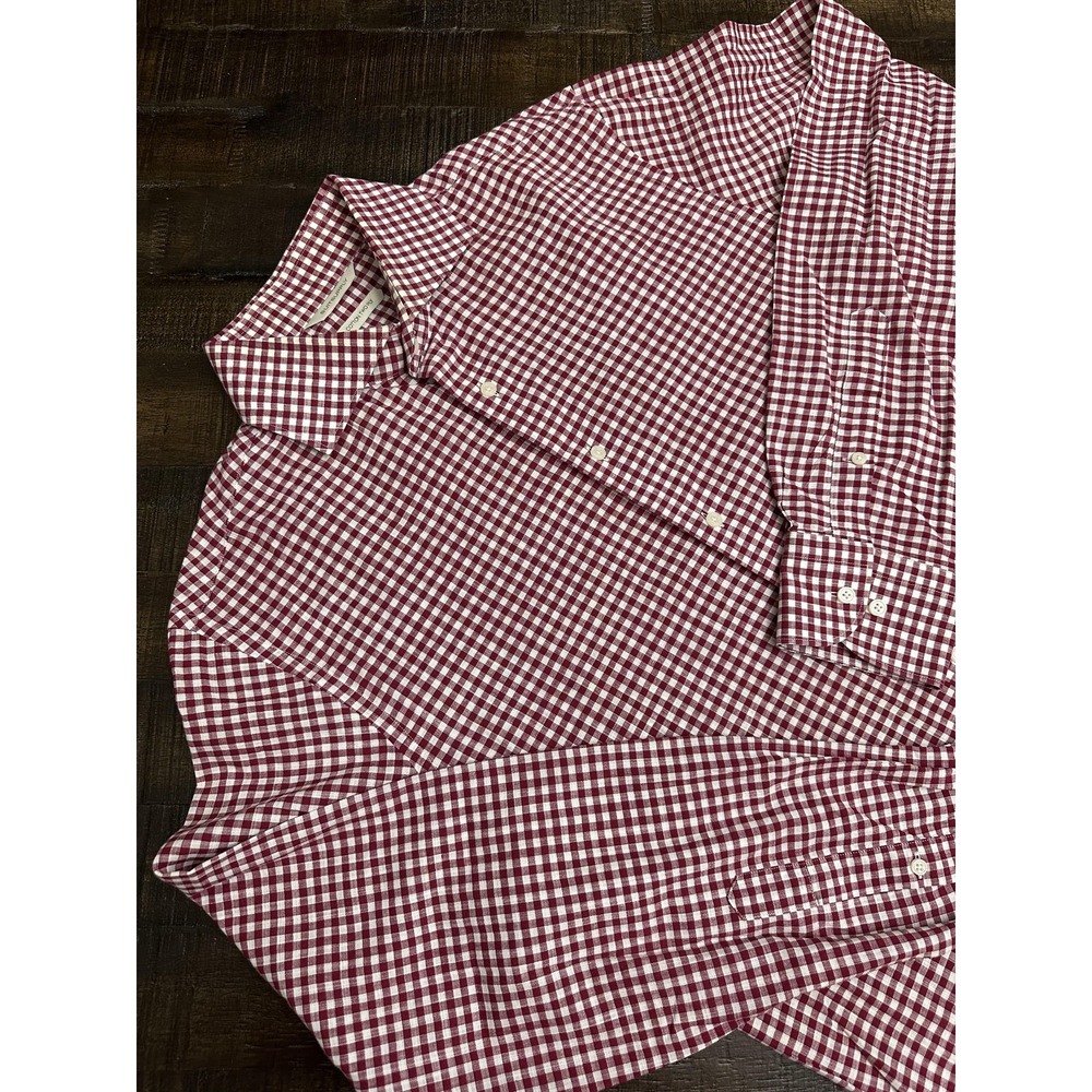 Suitsupply Shirt Mens 16.5 36/37 Red Gingham‎ Slim Fit Cotton Long Sleeve Dress